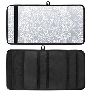 Potlood Wrap, Reizen Tekening Kleurpotlood Roll Organizer voor Artiest, Potloden Pouch Case zilveren kleur elegant bloemenpatroon