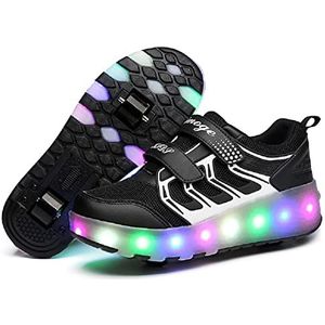 Kinderen Mode Rolschaatsen Meisjes Jongens Schoenen met Wielen Led Lichten Glitter 2 Wiel Sneakers USB Opladen Lichtgevende Skateboardschoenen Buitensport Running Turnschoenen