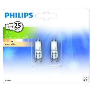 Philips Lot de 2 Ampoules EcoHalogène Culot G9 18 Watts consommés Equivalence incandescence : 25W (Ref: 925697744205)