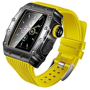 OFWAX Luxe Metalen Horloge Case, Voor Apple Horloge Band Serie 8 41mm 45mm Rubber Riem Armband Modificatie Kit, Voor iWatch 8 7 6 5 4 SE 40mm 44mm, 45MM