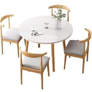 Ronde conferentietafel 1 tafel en 4 stoelen ronde ontbijt bar keuken eettafel set tafel en stoel set voor keuken (wit, 70x70x75cm)