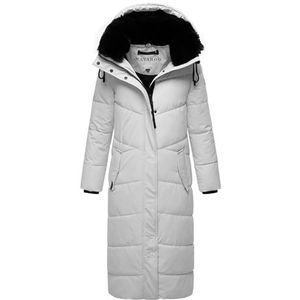 Navahoo Dames wintermantel gewatteerde jas extra lang met afneembare capuchon blikvanger XIV XS-XXL, lichtgrijs, XL