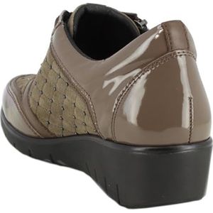 Doctor Cutillas - 60329 zwart - leren schoen met wighak, ritssluiting en elastisch koord, rubberen zool, voor: dames, Taupe, 41 EU