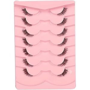 Natuurlijke Cat Eye Half Wimpers Pluizige Clear Band 3D Faux Mink Wimpers Pack Zachte Strips Nep 7 Paren [Zonsopgang | 3-9MM, ]