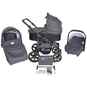 Lux4kids Gunmetal 82 3-in-1 kinderwagen 3-in-1 2-in-1 autostoel luiertas Kebubu by Lux4kids Gunmetal 82 3-in-1 met babyzitje