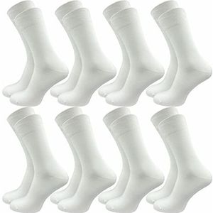 GAWILO Herensokken van 100% katoen (8 paar), zonder drukkende naad, katoenen sokken met versterkte hiel en teenpunt, wit, 39-42 EU