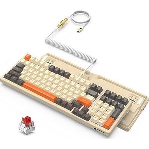 ATTACK SHARK K98 Wired Hotswap Mechanical Gaming Keyboard met opgerolde USB C-kabel, 18 LED RGB-verlichting, aangepaste rode schakelaar, programmeerbare bediening, 100 toetsen voor Mac/Win (Shimmer)