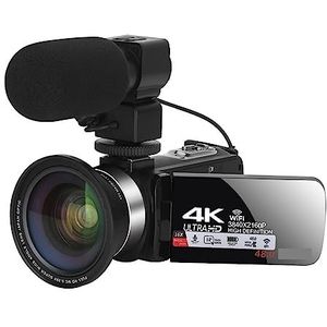 4K Ultra HD Video Camera Vlogging Camera for 3.0 Inch 48MP 18X Digitale Zoom Wifi Webcam Camcorder Live streaming (Color : 16G SD Card, Size : With Mic)