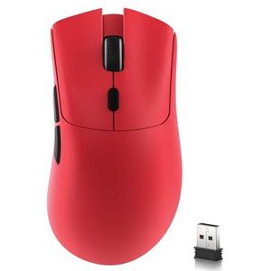 MAMBASNAKE R1 59g Tri-mode lichtgewicht draadloze gamingmuis, 2,4 GHz/Bluetooth/bekabelde connectiviteit, 5 programmeerbare knoppen, 6 instelbare DPI tot 18000, PixArt PAW3311 optische sensor -Rood