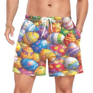 Niigeu Polka Dots Lucky Eggs Zwembroek voor heren, sneldrogend, met zakken, Leuke mode, L