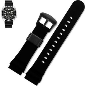 Siliconen horlogeband geschikt for Seiko Prospex-serie Zacht waterdicht Zweetbestendig Citizen City Water Ghost Horlogebandaccessoires 22 mm (Color : Black-Black, Size : 22mm)