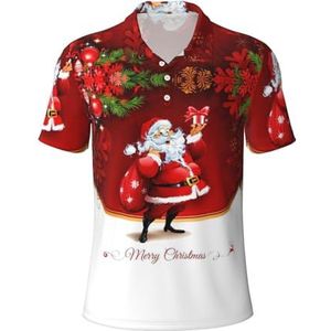 Migpkd Kerst Decor Mooie Kerstman Holding Present Mannen is Golf Polo Shirts Korte Mouw Prestaties Vocht Wick Casual Print Collared Golf Shirts voor Mannen, Zwart, M