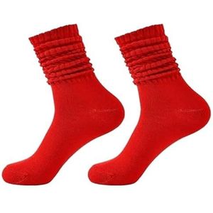 Slouch sokken for dames, gebreide damessok, lange scrunch crew, ademend, lange kuit, slouchy, zacht(Red)