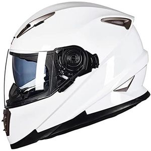 Motorhelm, Anti-condenshelm met dubbel vizier, DOT/ECE-goedgekeurd for volwassen mannen en vrouwen, helder H,M(E,XL(5860 cm))