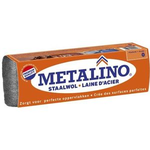 METALINO Staalwolpad 200g medium 0 glad hout, verwijdert vuil uit kachels en van stenen vloeren, polijst koperen buizen en fittingen bij de lasnaad.