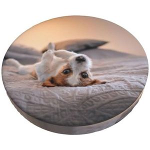 GRatka Ronde kruk, hoes voor barstoel, antislip zitkussen voor thuisbar, 30,5 cm, schattige kleine hond jack Russell Terrier