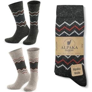 GoWith 1-2 paar uniseks alpaca wollen sokken, thermische warme gezellige merinowollen sokken, verwarmde fuzzy winterlaarzen sokken, Beige Bruin, Large