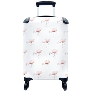 MuchoWow® Koffer - Flamingo - Pastel - Patroon - Past binnen 55x40x20 cm en 55x35x25 cm - Handbagage - Trolley - Fotokoffer - Cabin Size - Print