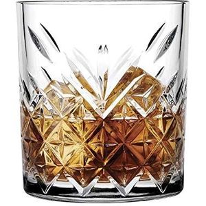 Pasabahce 52790 whiskyglas, Tumbler Timeless in kristaldesign, hoogte 9,6 cm, 345 ml, 6 stuks, retro design