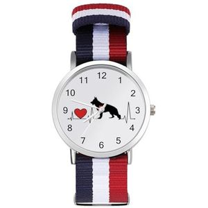 Duitse herder hartslag automatisch horloge voor mannen vrouwen mode quartz horloge armband polshorloge voor thuiskantoor