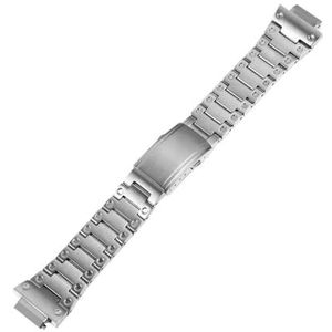 Roestvrijstalen horlogeband geschikt for casio gshock GW-M5610 DW5600 GW-5000 G-5600 GA2100 GM5600 GM2100 horlogeband massief stalen band (Color : Silver, Size : 5610 series)