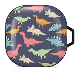 Gekleurde dinosaurus oordopjes hoesje compatibel met Samsung hard shell beschermhoes zwart-stijl