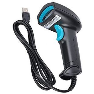 Barcodescanner, 1D/2D QR-barcodelezer Handheld 360 ° Lezing van Streepjescode USB Bedraad Valbestendig voor POS-systeemdetectie, Winkel, Supermarkt, Magazijn(Zwart en blauw)