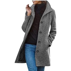 Basic Brunch Jas Voor Vrouwen Herfst Winter Lange Mouw Fleece Gevoerde Wollen Jas Jassen Vrouwen 2023 Kleding BH, L-714 Grijs, S