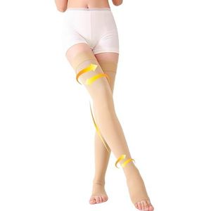 TOFLY Dijbeen-compressiekousen, voetloze compressiekousen, medische klasse, 15-20 mmHg (klasse KKL II CCL 2), 1 paar, beige, maat M