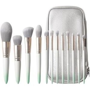 Multifunctionele Make-upborstel Make-upkwastenset 12 Stuks Premium Oogschaduw Wenkbrauw Eyeliner Concealer Kwasten En Meer Set Oogmake-up Kwasten voor Dames(Green-Brush Pack)