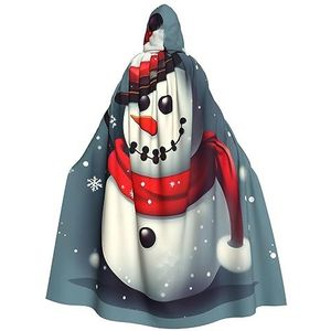 SSIMOO Kerst Sneeuwpop Patroon Volwassen Party Decoratieve Cape, Volwassen Halloween Hooded Mantel, Cosplay Kostuum Cape