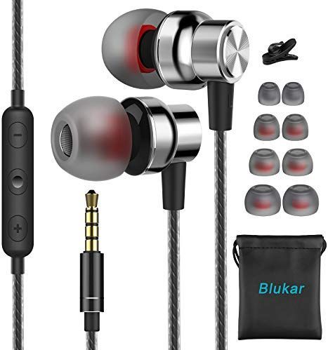 Blukar In-Ear Hoofdtelefoon met Microfoon en Kabel, Comfortabele Geluidsreductie, Stereogeluid, Volumeregelaar voor Galaxy, Mate en Alle 3,5 mm Hoofdtelefoonapparaten