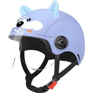 Kinderen motorfiets elektrische helm Retro elektrische 3/4 jongens meisjes halve helm Schattig open gezicht jeugd kinderhelm met vizier DOT / ECE goedgekeurde jet-scooter bromfiets kruiser ATV-helm H