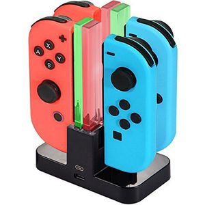 Diyife Oplaaddock voor Nintendo Switch [4 in 1], Joy-Con Oplader, Joy-Con Controller Laadstation, Switch Oplaadstation met Type-C Interface en Intelligente LED-Display