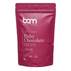 BAM Premium Ruby Chocolate Drops, Callets, Chips om te smelten, Home en Pro Baking, 250 gram