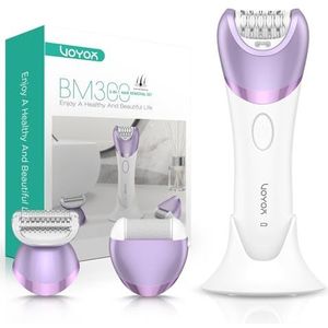VOYOR Epilator voor vrouwen, draadloos en oplaadbaar, ontharing epilator met 30 pincetten, 3-in-1 epilators met elektrisch scheerapparaat en voetvijl, ontharingsapparaat voor armbeen BM300 (paars)