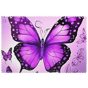 Purple Butterfly geïsoleerde dinerbordmat, 18 x 12 inch, anti-vet, antislip, beschermt eettafel, geschikt voor hotels, restaurants, keukens (pak van 6)