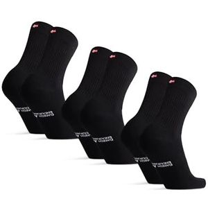 DANISH ENDURANCE Retro Kuitlengte Sokken, Gestreepte Sportsokken, Gym Sokken, voor Dames & Heren, 3 Paar, Zwart, 43-47