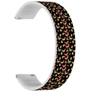 RYANUKA Solo Loop Band Compatibel met Amazfit GTR 2e / GTR 2 / GTR 3 Pro/GTR 3 / GTR 4 (Fun Chickens) Quick-Release 22 mm rekbare siliconen band band accessoire, Siliconen, Geen edelsteen