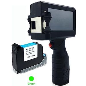 Handheld inkjetprinter, Handheld Inkjet Printer 1/2 Inch Touch Coder Label Print Machine Met USB Import QR/Barcode/Logo 12.7mm Printer(Green ink - Printer)