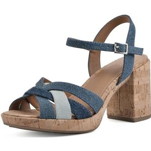 WHITE MOUNTAIN Dubonnet sandalen voor dames met hak, Blauw denim multistof, 37 EU