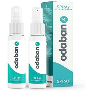 Odaban Antitranspirant-deodorantspray, set van 2, 2 x 30 ml, deodorant tegen sterk zweten met aluminium, anti-zweet bij hyperhidrose, handen, oksel en hoofd, geschikt voor de gevoelige huid