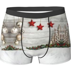 DEXNEL Heren ondergoed boxer slips zacht ademend ondergoed 1pack, kerstboom bal rode sterren, Zwart, XXL