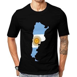 Argentinië Vlag Kaart Heren Korte Mouw Grafisch T-shirt Ronde hals Print Casual Tee Tops S