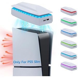 Mcbazel PS5 Slim Cooling Station Adjustable 3 Speed RGB Lighting Upper Cooling Fan Dust Cover Cooler with Extra USB2.0 Ports for PlayStation 5 Slim Disc/Digital Edition Console -White