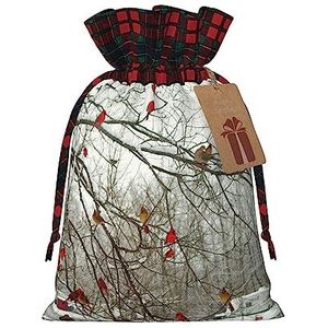 Trekkoorden Kerst Gift Bags, Treat Candy Bags voor Holiday Party Favor Supplies-Berken Bomen Print