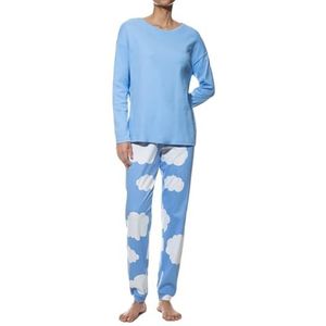 Mey - Clouds - dames - pyjama - nachtkleding - lange mouwen - ademend, Blue Silk, 42