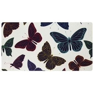VAPOKF Zwarte en kleurrijke contour vlinder keukenmat, antislip wasbaar vloertapijt, absorberende keukenmatten loper tapijten voor keuken, hal, wasruimte