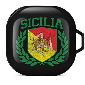 Siciliaanse vlag oordopjes hoesje compatibel met Samsung hard shell beschermhoes zwart-stijl
