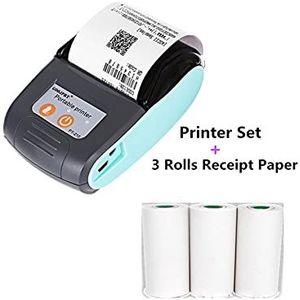 Draagbare Printer, Mini Draagbare Bluetooth Thermal Printer Commercieel Ticket Ontvangst USB Draadloze printer Mini 58mm(Silver)